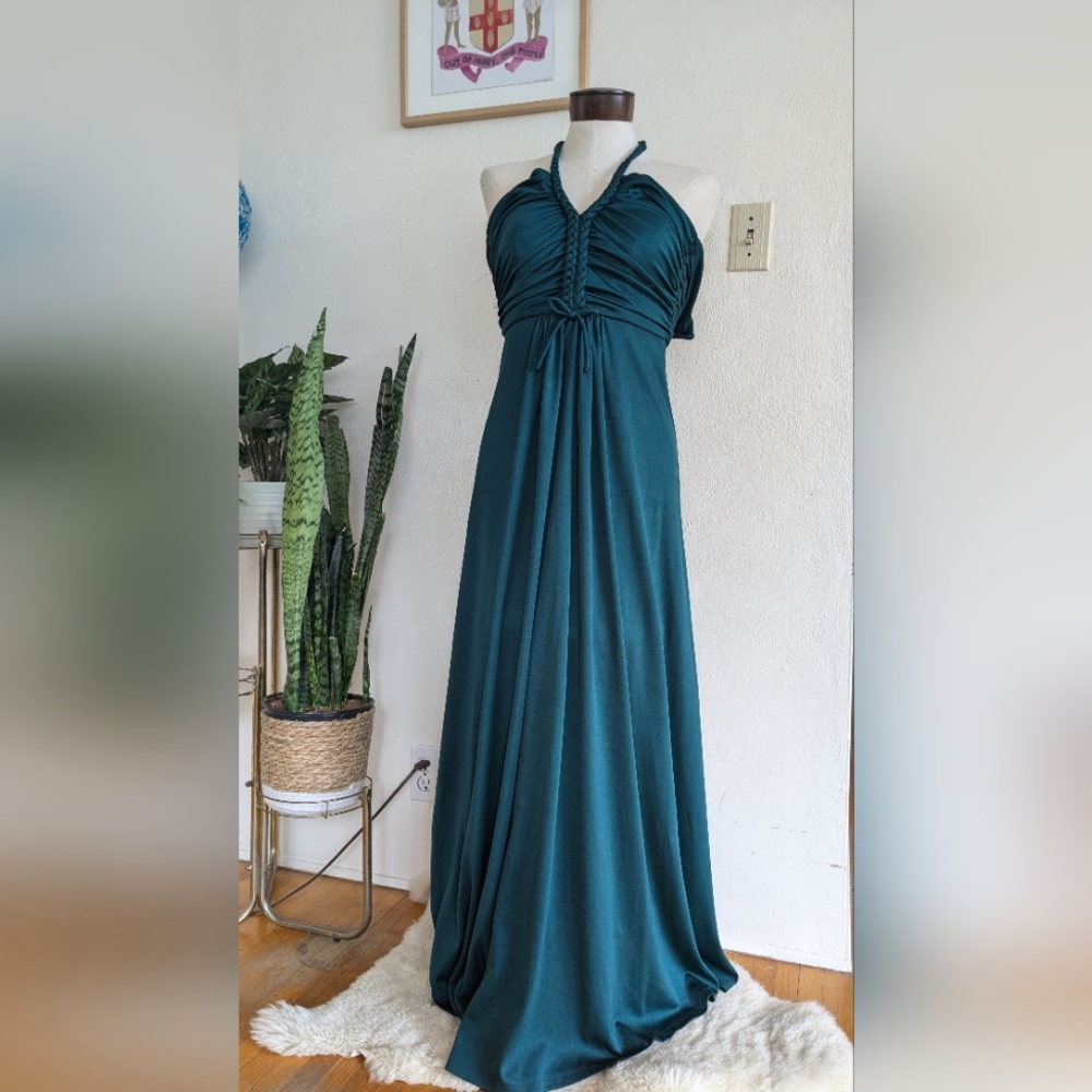 Stunning 70s Emerald Green Braided Dress